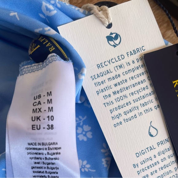 POLO RALPH LAUREN Light Blue Bikini Bottoms♻️Recycled🌱Fabric Sz M NEW With TAGS - Picture 8 of 12